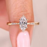Tapered Shank Marquise Diamond Engagement Ring