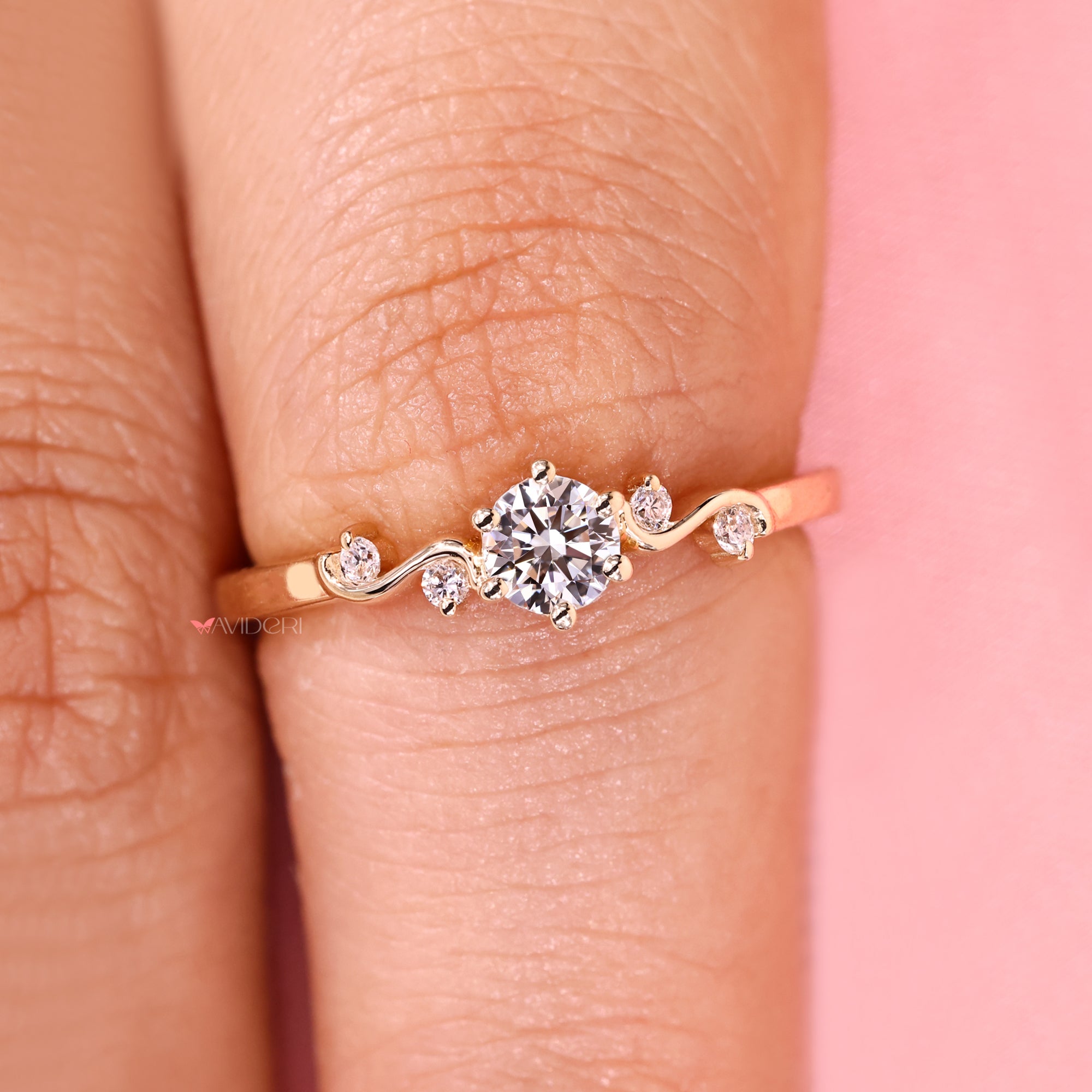 Round Diamond Engagement Ring handmade.

