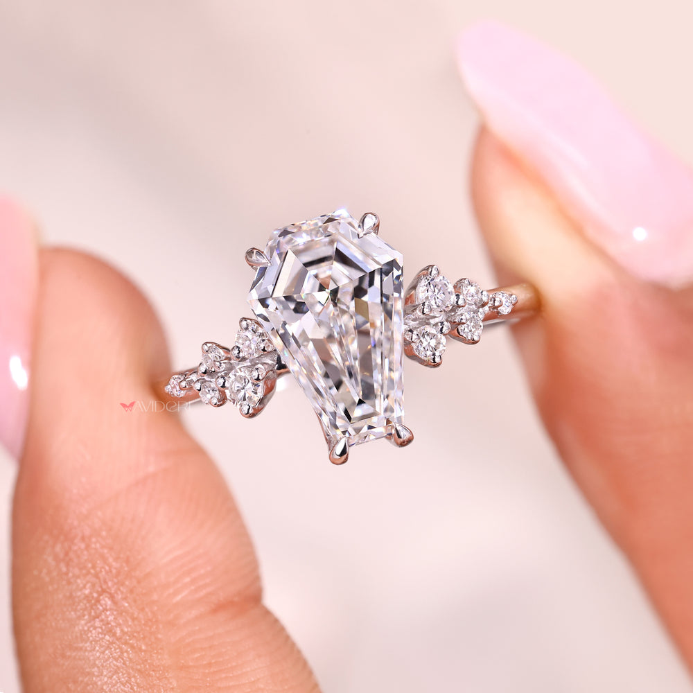 Avideri coffin cut diamond engagement ring handmade.