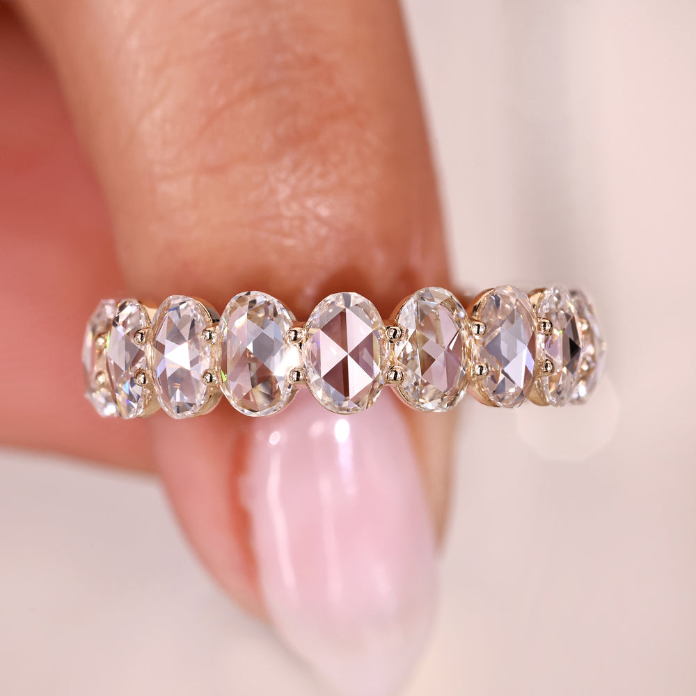 Eternity diamond band with oval rose cut diamonds.
