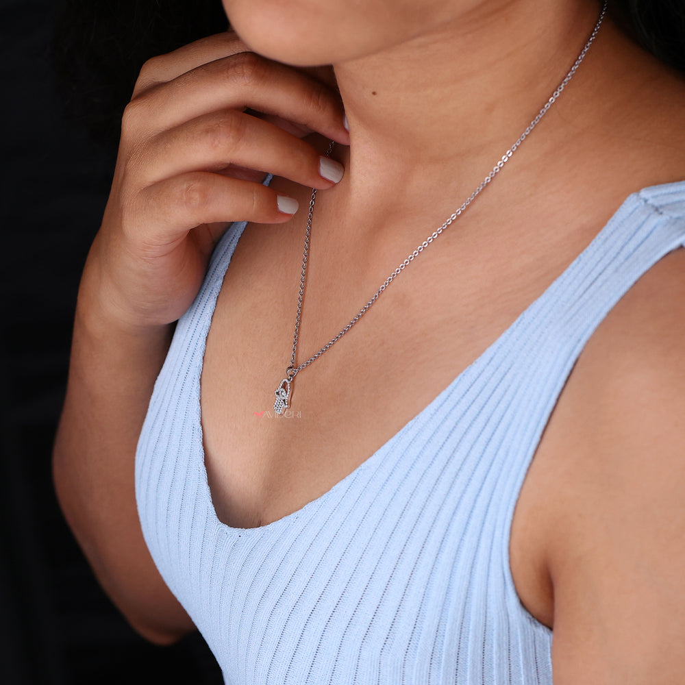 Minimal round cut moissanite pendant charm.
