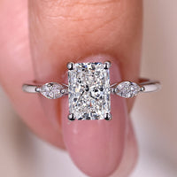 Radiant Cut Engagement Ring - Three Stone Setting