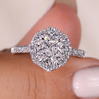 Cushion Halo Engagement Ring - Pave Setting