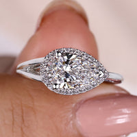 Pear Shaped Diamond Ring - Elegant Split Shank