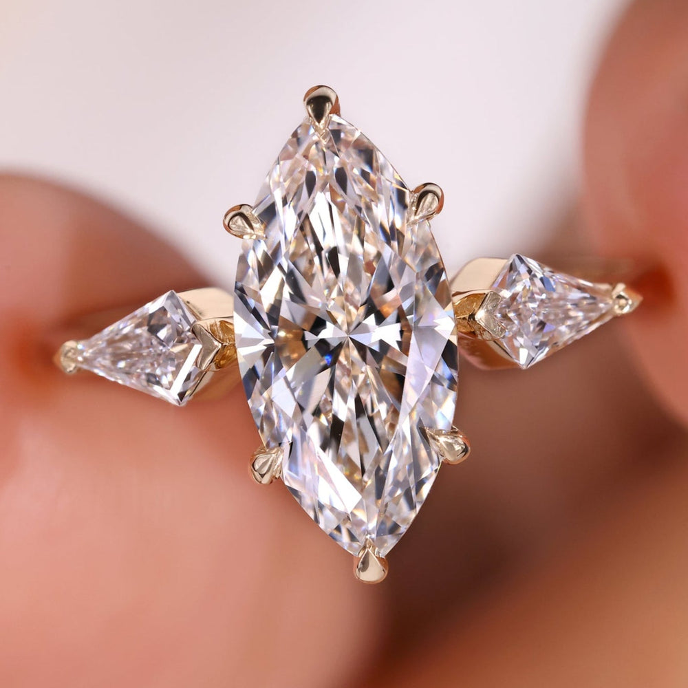 Marquise diamond ring, marquise engagement ring, handmade ring
