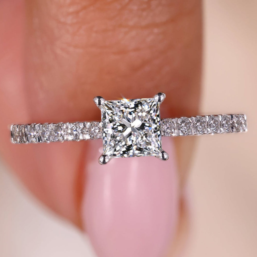 Stunning princess cut diamond in a handcrafted design.
