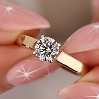 Round Cut Diamond Ring - Cathedral Setting