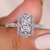 Radiant Engagement Ring - Pave Diamond Band