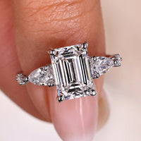 Emerald Engagement Ring - 5 Stone Style