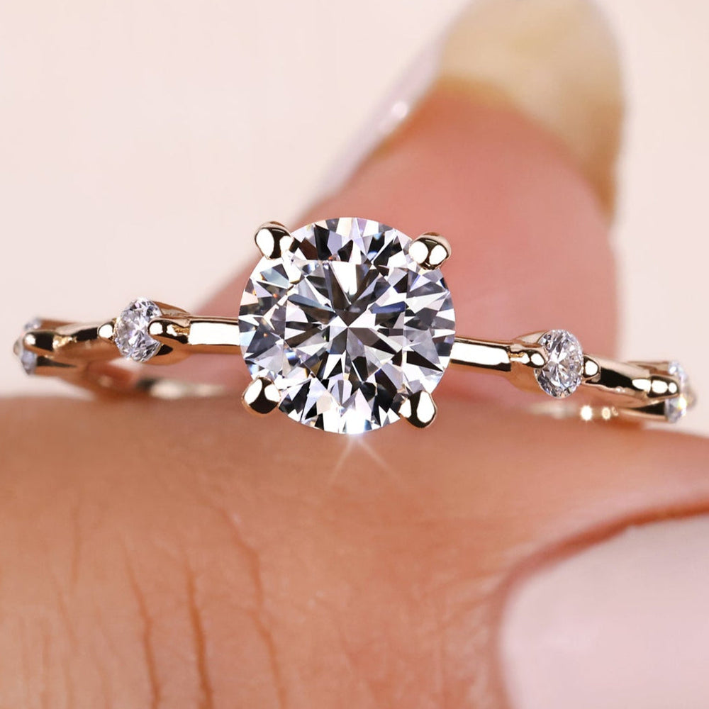 round diamond engagement ring pave diamond ring igi certified

