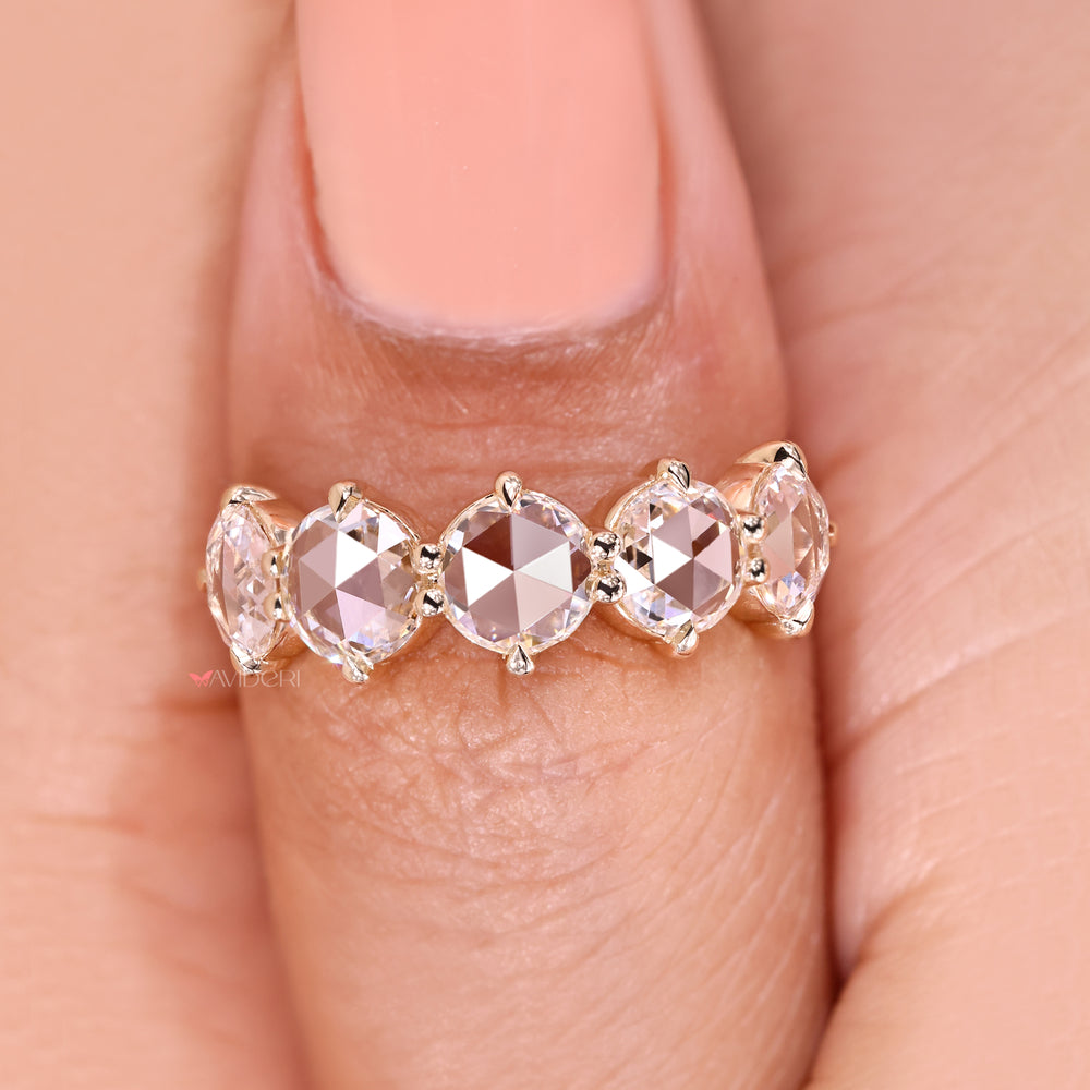 Round rose cut diamond wedding band.
