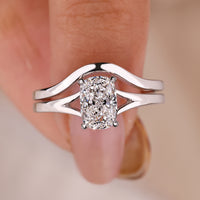 Cushion Cut Ring With Classic Wedding Band