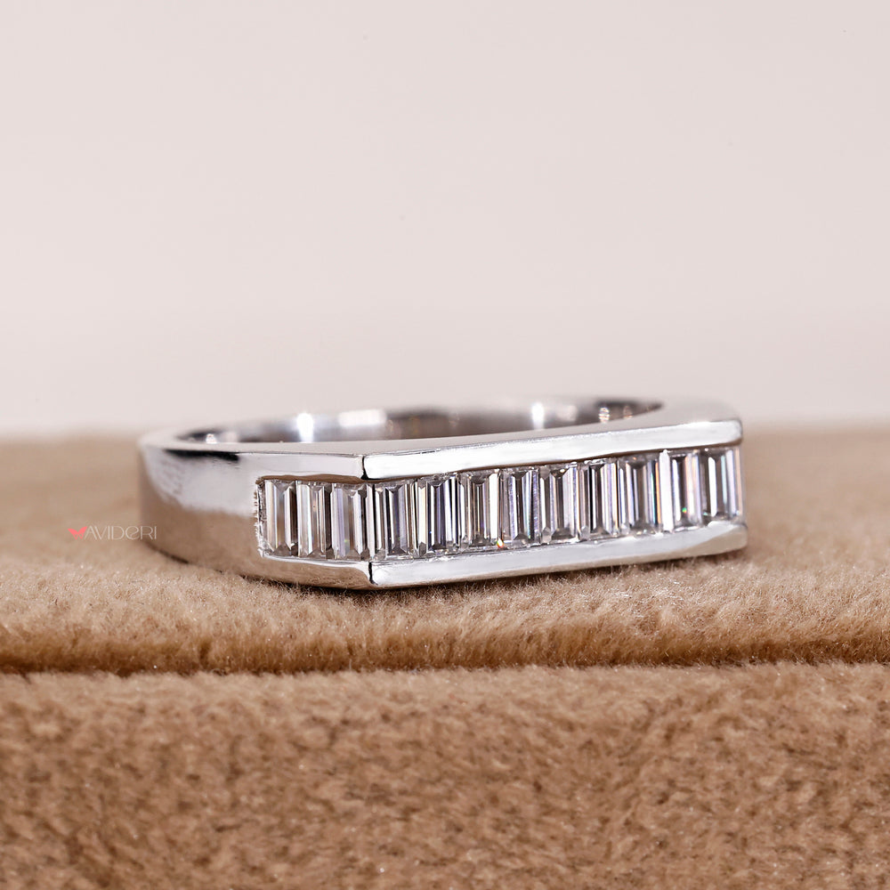 Baguette Cut Moissanite Wedding Ring made with the finest materials, ensuring long-lasting beauty.
