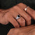 Bezel setting designed for secure and stylish Black Coffin cut Moissanite wedding ring.