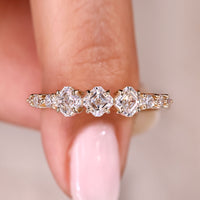 Asscher And Round Diamond Half Eternity Wedding Band