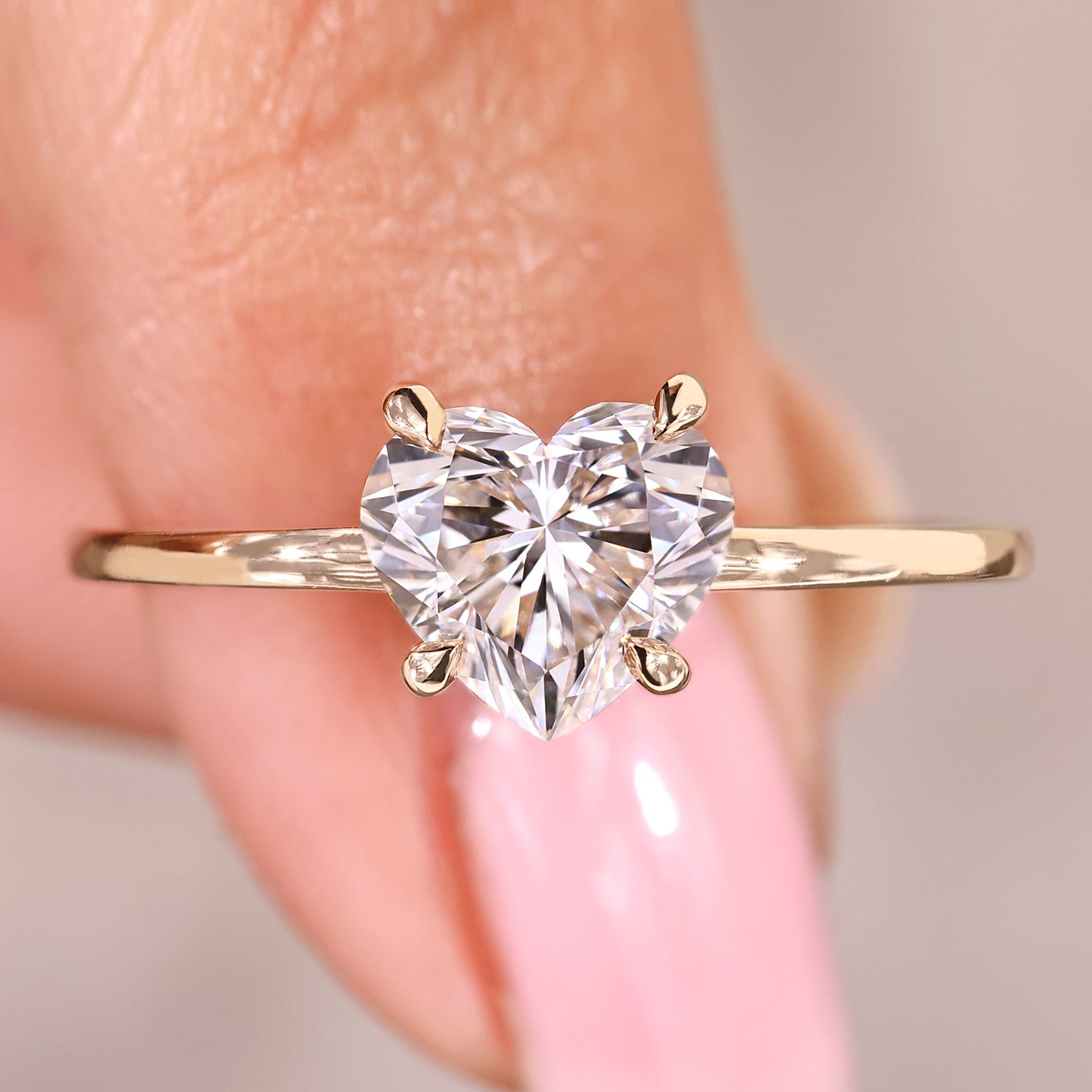 IGI certified lab grown heart cut diamond ring.
