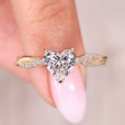 Heart cut diamond ring in yellow gold.