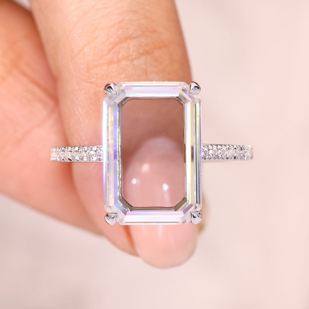 Emerald Portrait cut ring, emerald cut ring, handmade ring
