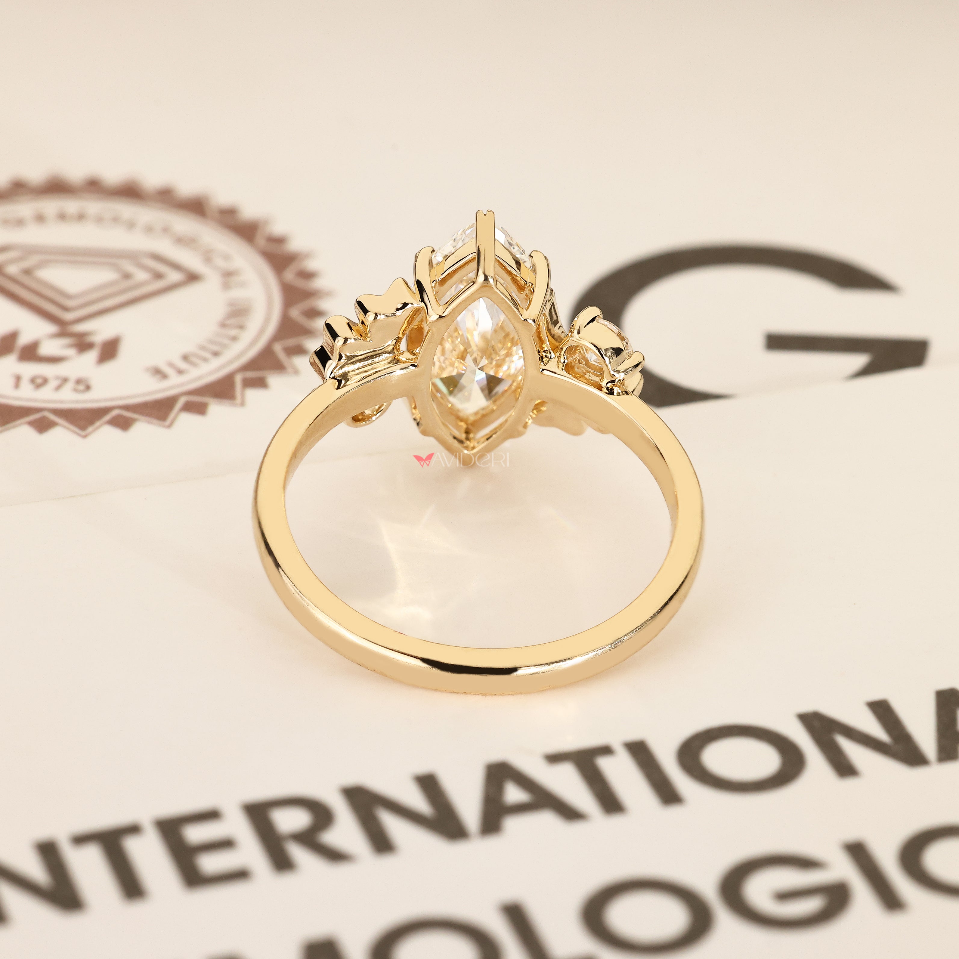 Lab grown marquise diamond ring IGI certified.
