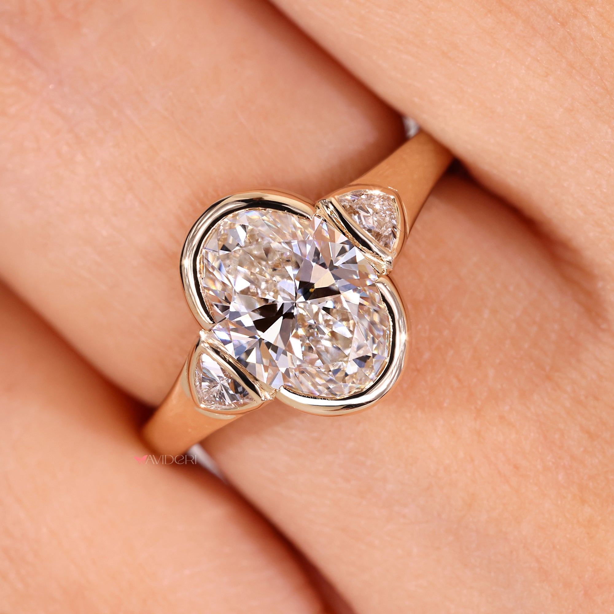 Avideri engagement ring with oval diamond engagement ring.