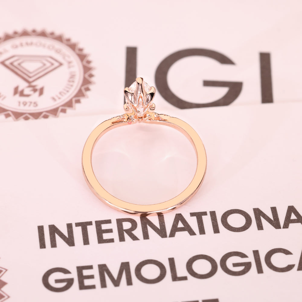 IGI certified marquise diamond engagement ring.
