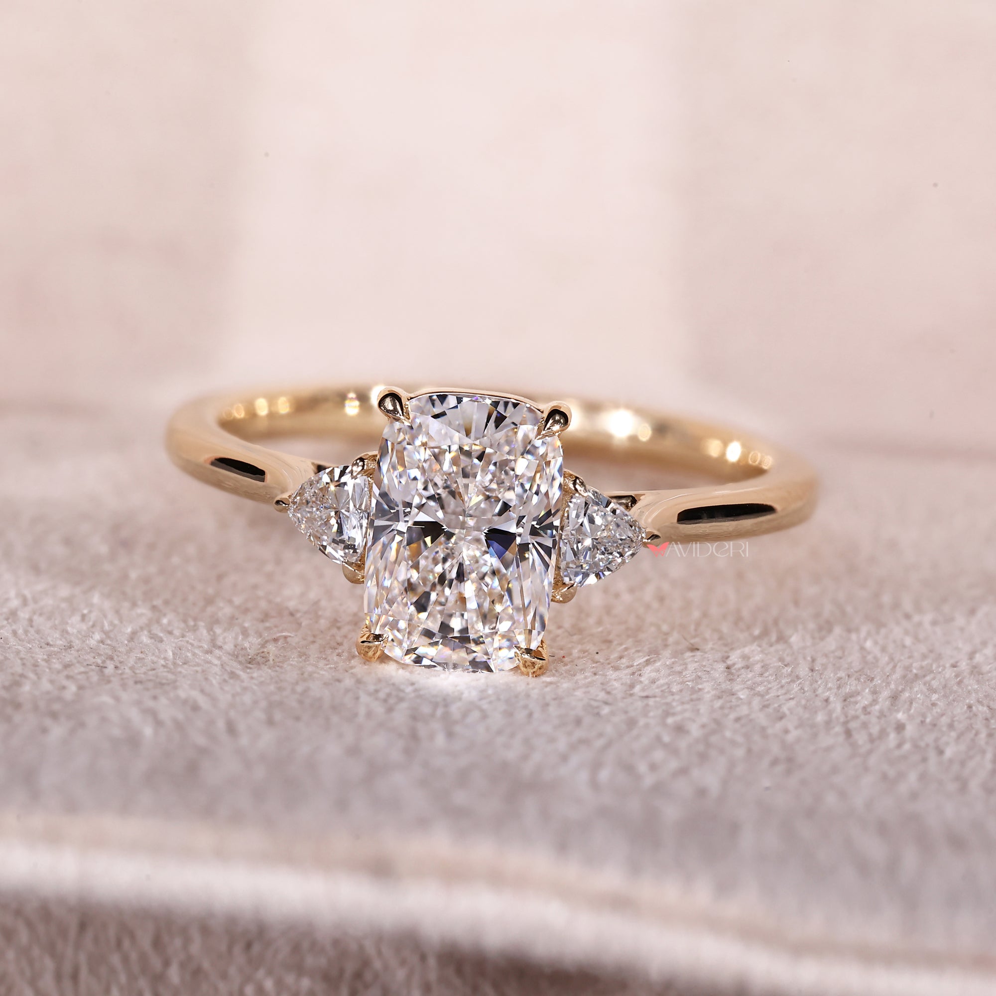 Four claw prong setting custom diamond ring.