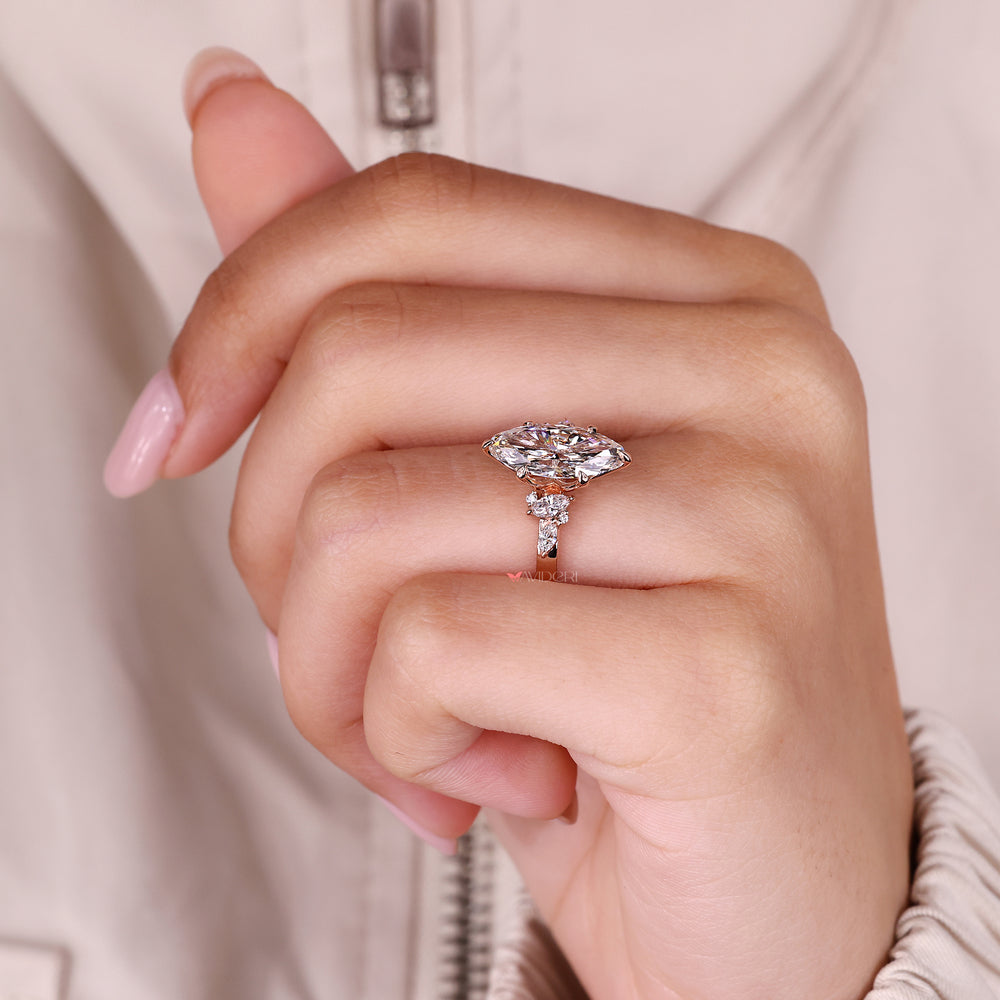 IGI certified moval diamond engagement ring.
