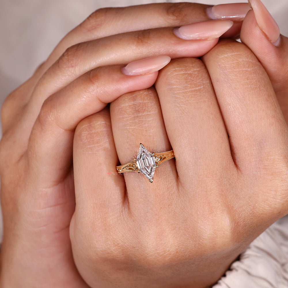 Handmade hexagon diamond ring by Avideri.
