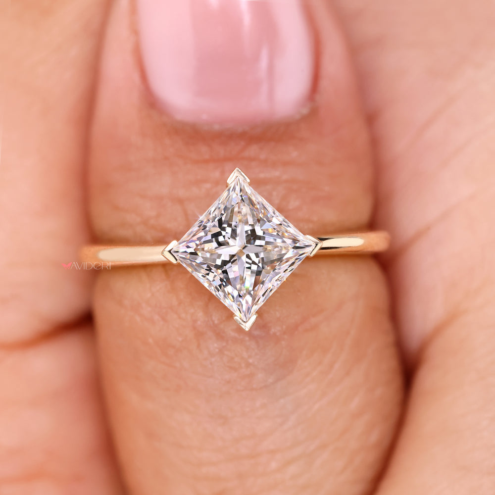 Handmade princess cut ring with solitaire design.
