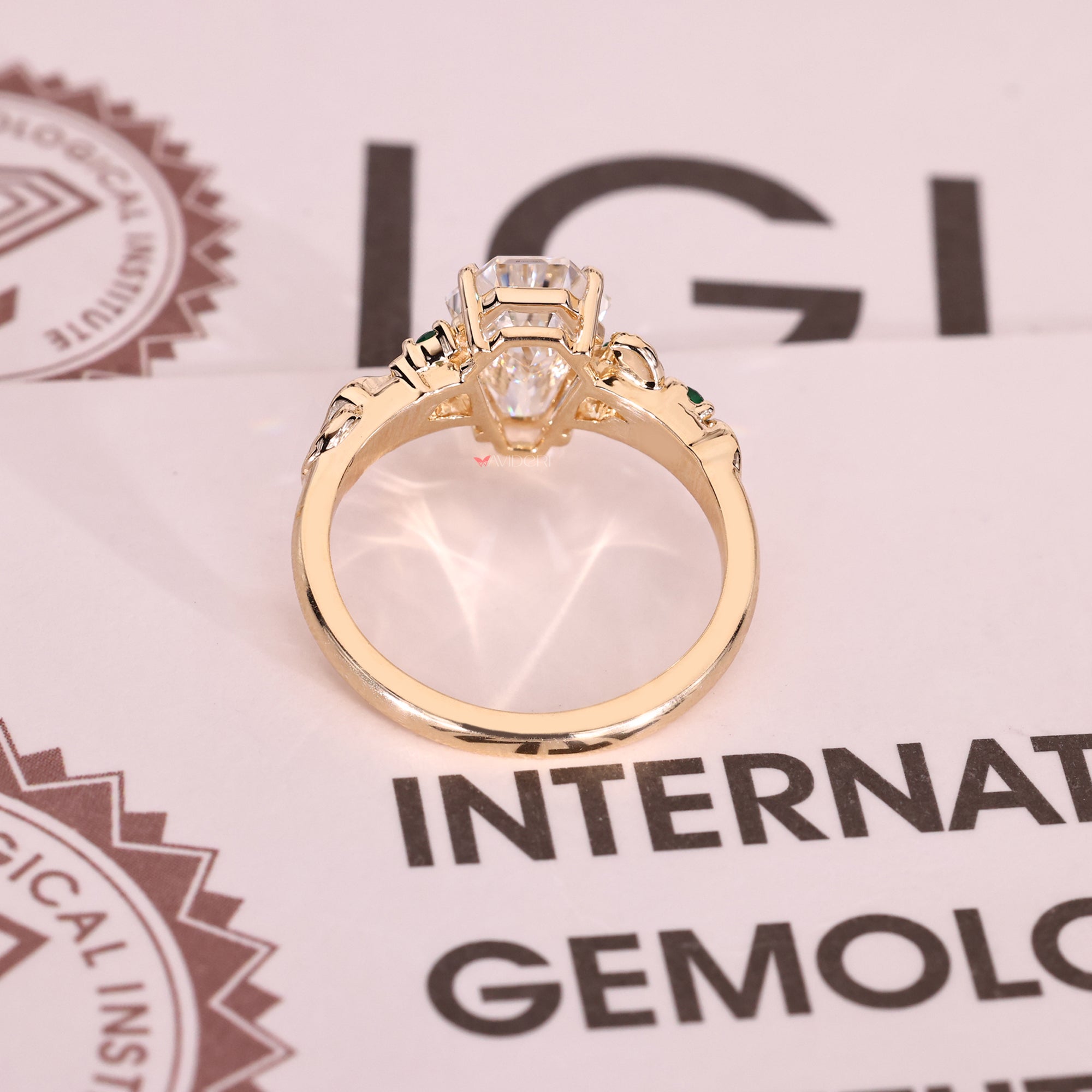 Lab grown Coffin Cut Diamond Engagement Ring.
