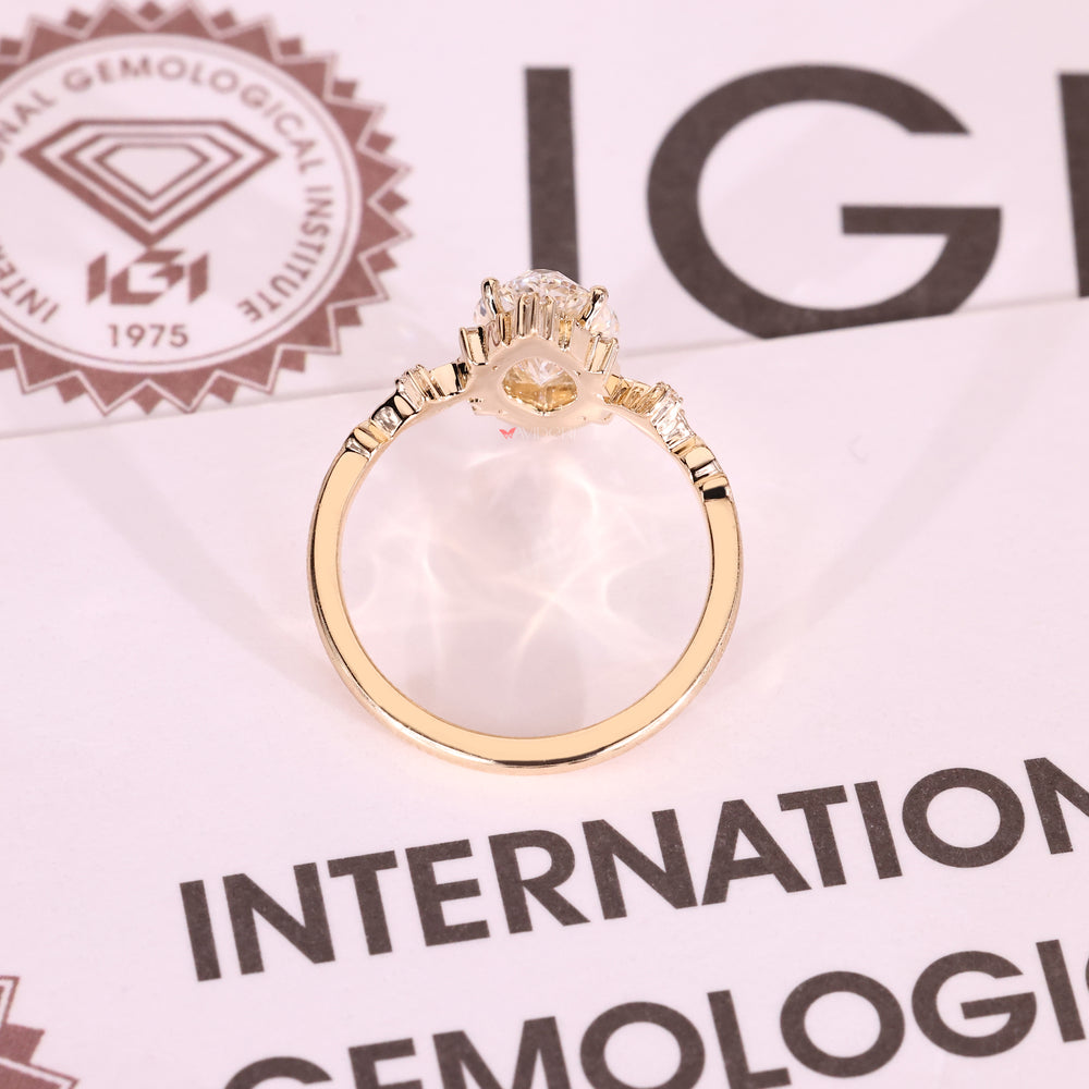 Yellow gold marquise cluster diamond ring.