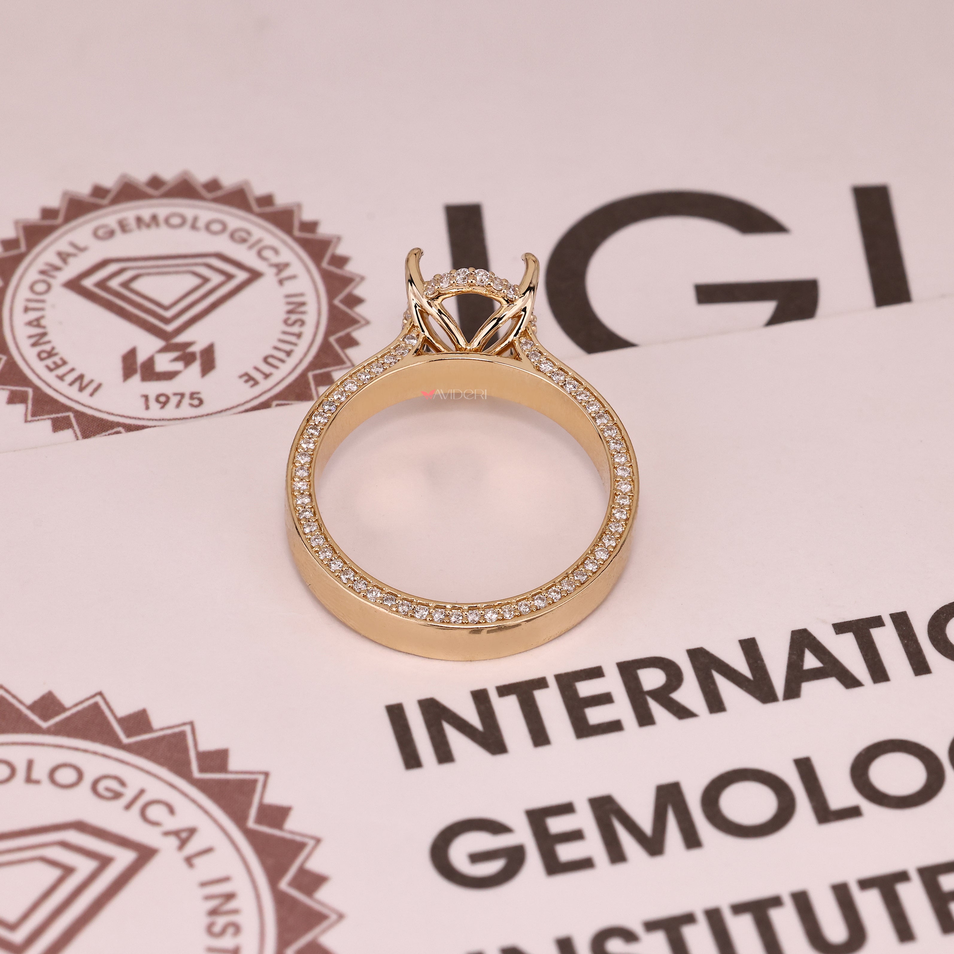 Handmade semi mount ring with hidden halo.
