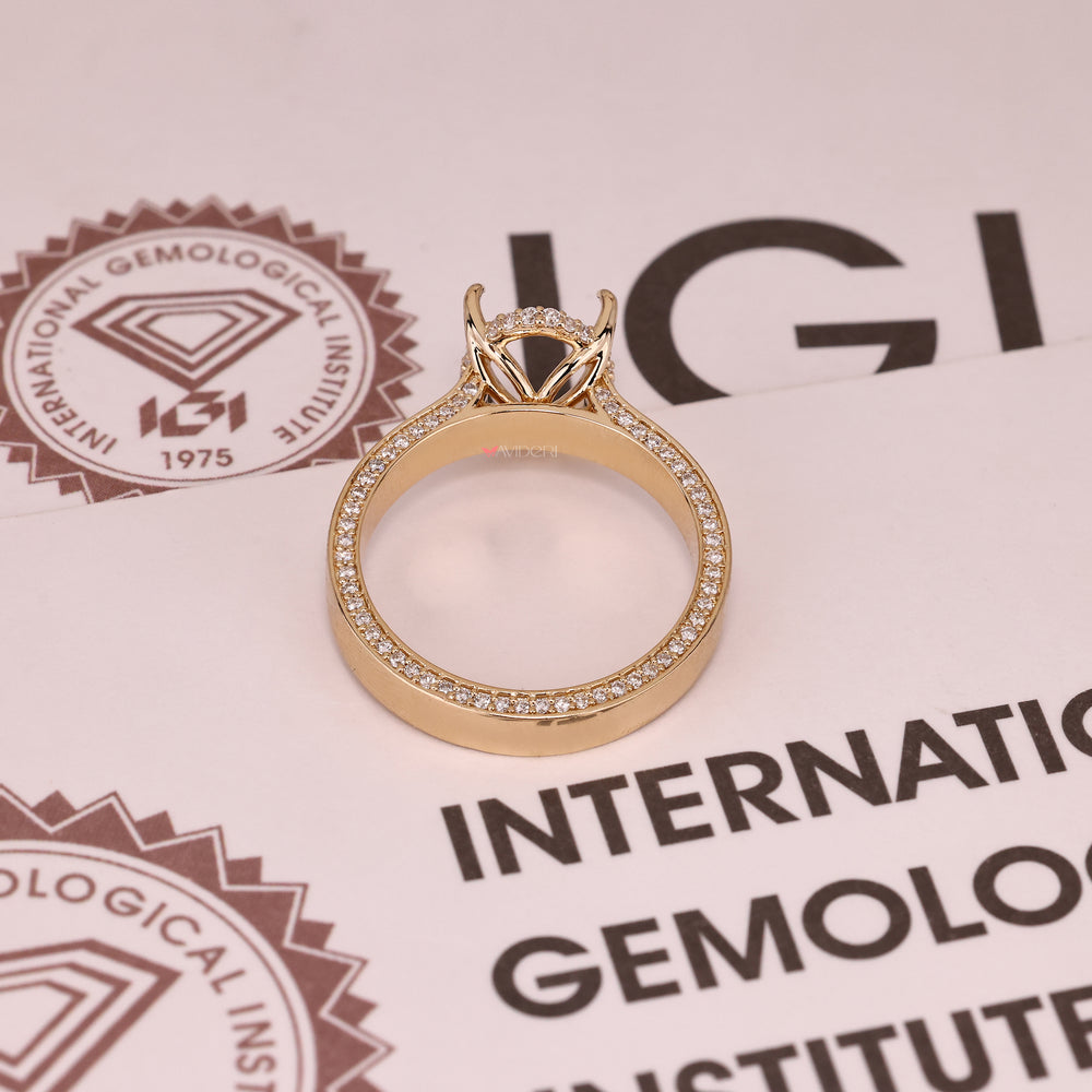 Handmade semi mount ring with hidden halo.
