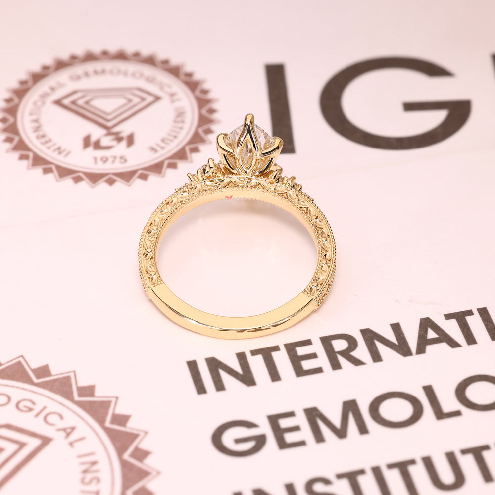 Lab grown marquise diamond ring IGI certified.
