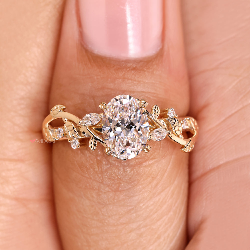Oval cut ring with marquise round side stones.
