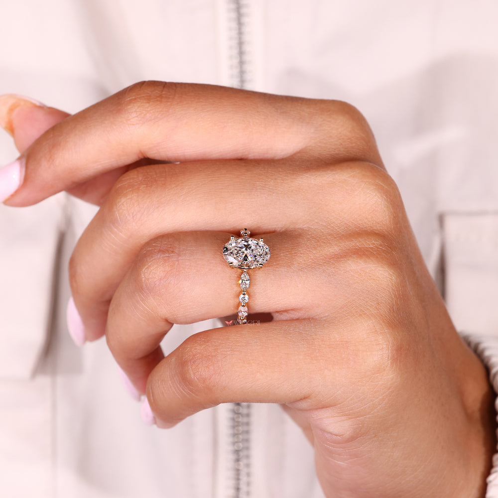 IGI certified oval diamond ring with basket setting style

