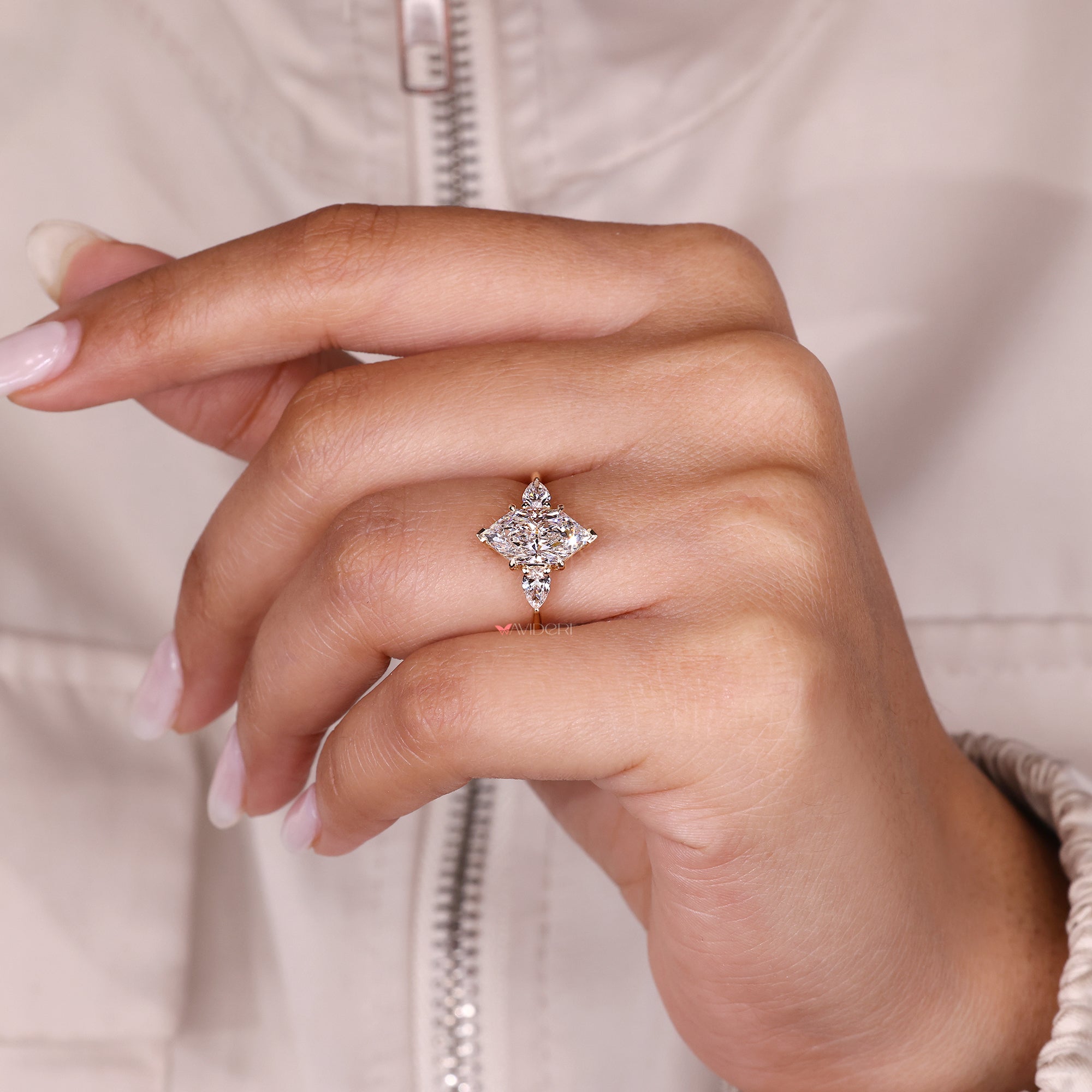 Lab grown dutch marquise diamond ring design.
