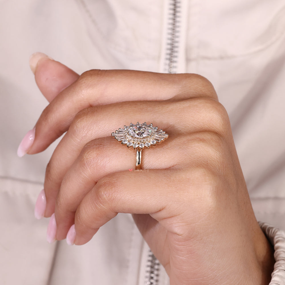 IGI certified oval engagement ring with side stones.