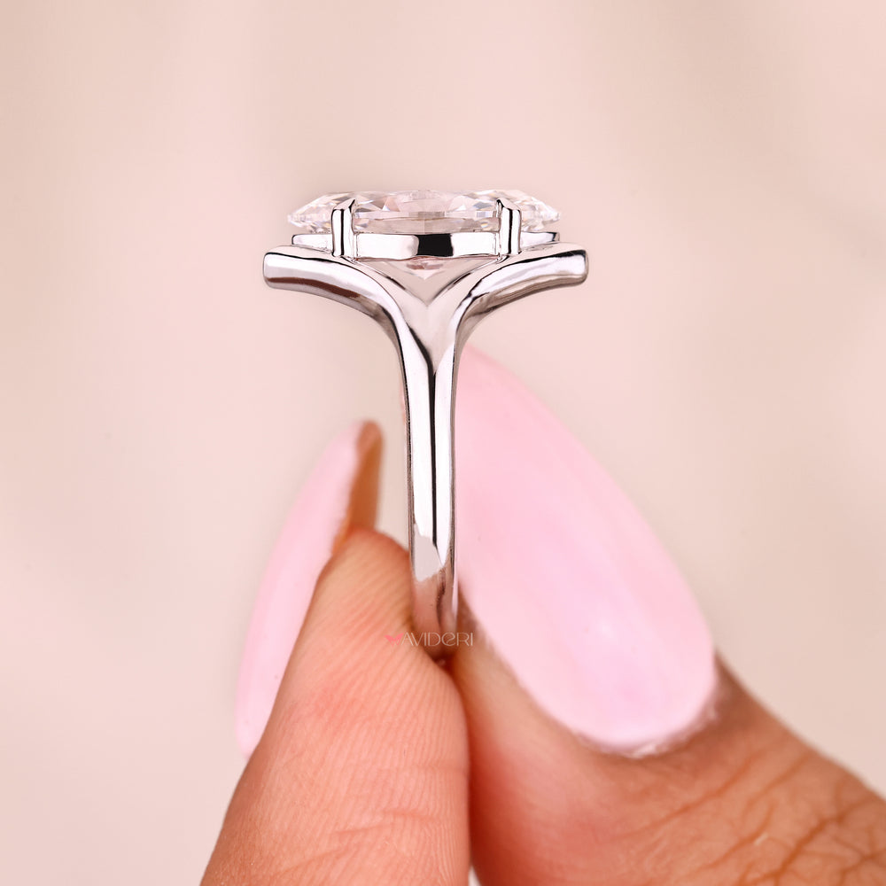 IGI certified marquise diamond ring with split shank band

