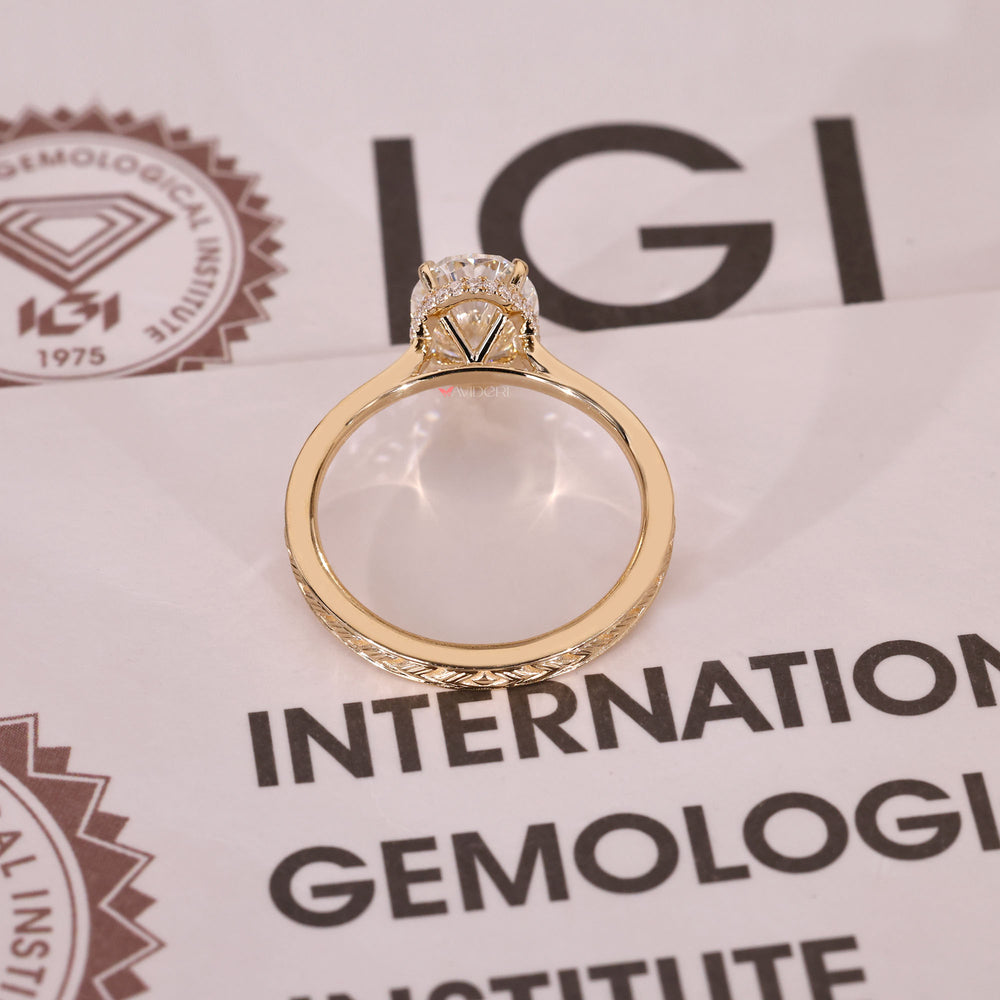 IGI certified oval diamond engagement ring.
