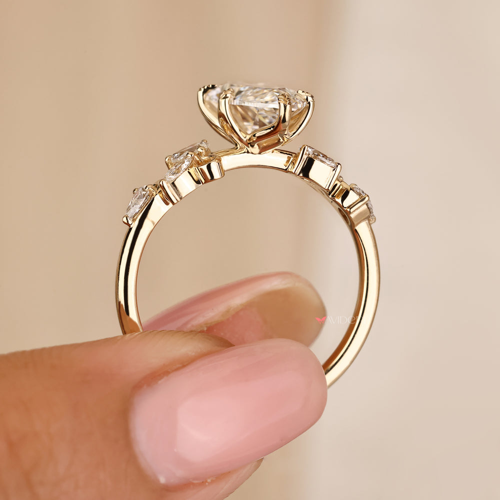 Handmade lab grown diamond ring with tulip style setting
