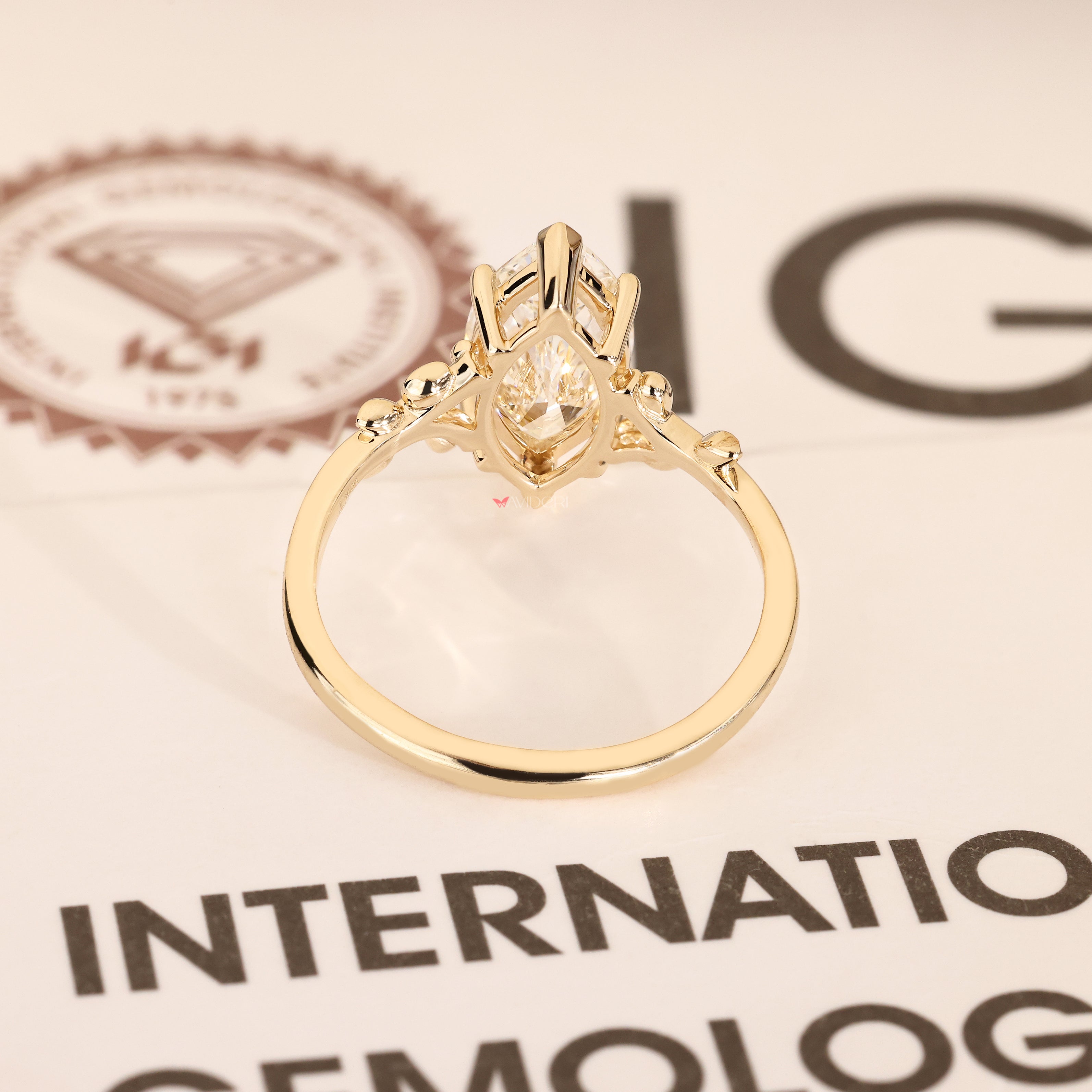 Lab grown marquise diamond ring IGI certified.
