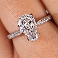 2 Carat Coffin Engagement Ring With Pave Setting