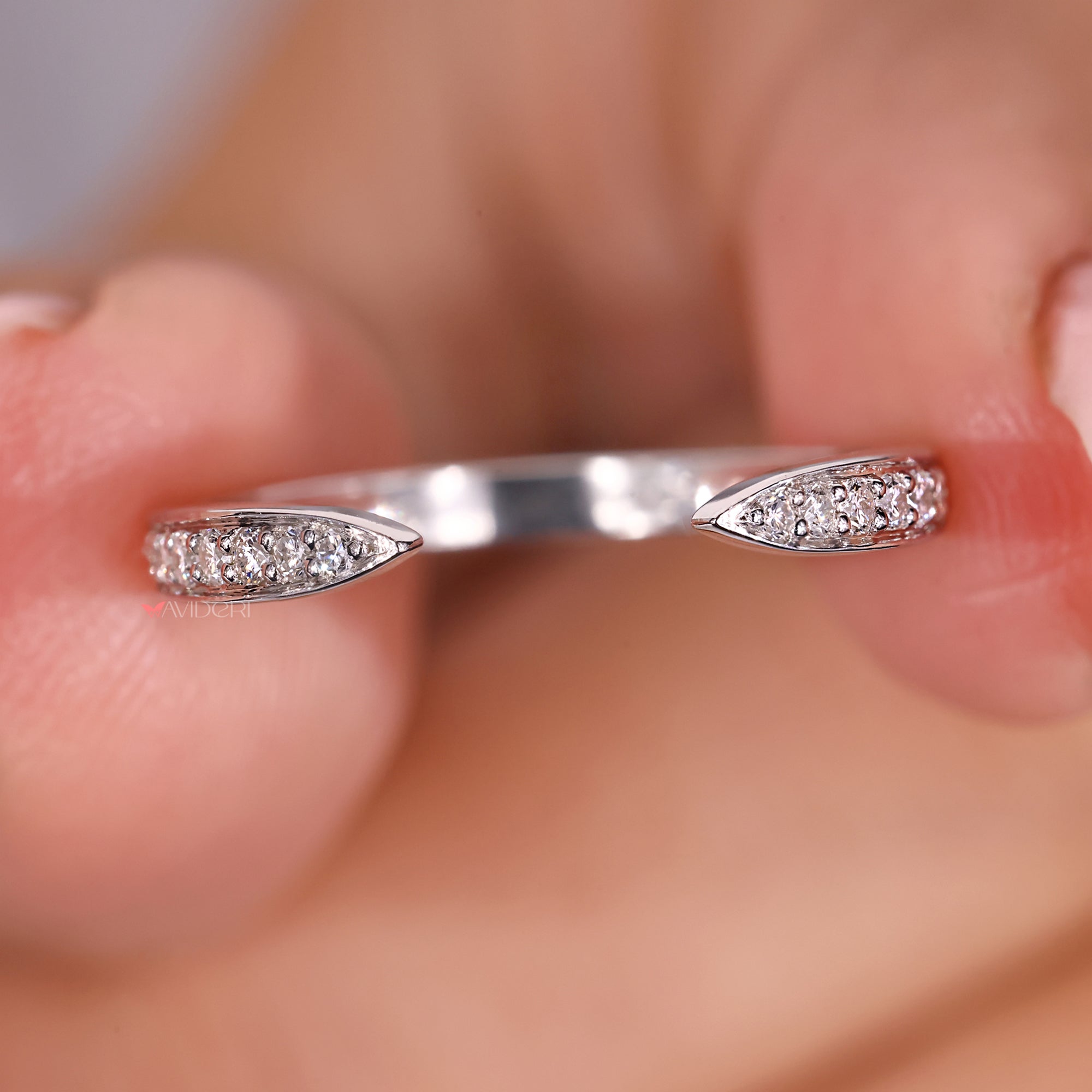 Diamond wedding band with handmade jewelry.