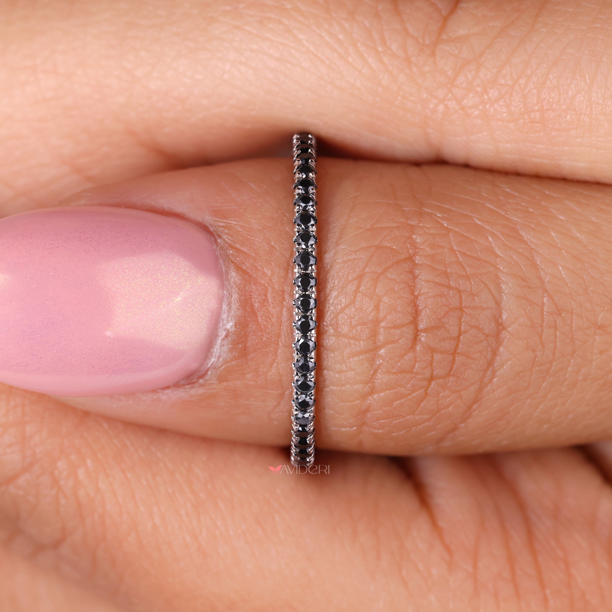 Moissanite eternity band set in a White gold eternity band for eco-friendly elegance.