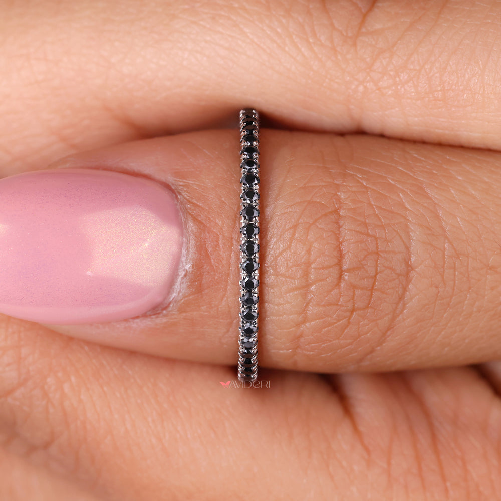 Moissanite eternity band set in a White gold eternity band for eco-friendly elegance.