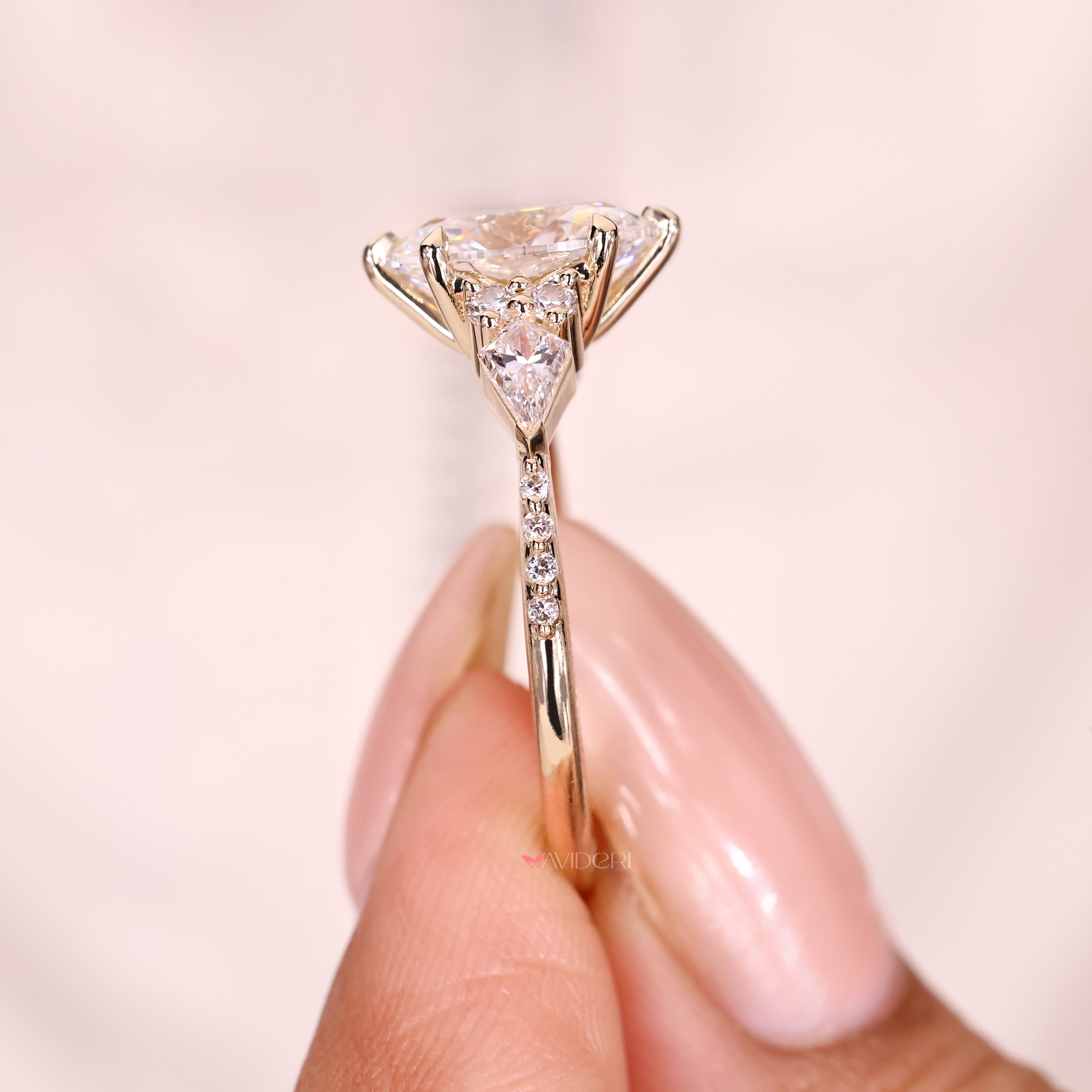 Muse Setting Oval Engagement Ring in Pave Style