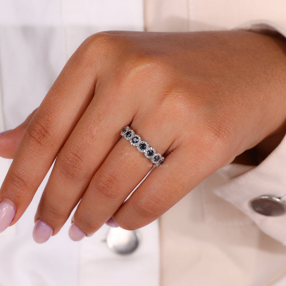 Round moissanite wedding band, gold moissanite wedding band, avideri band