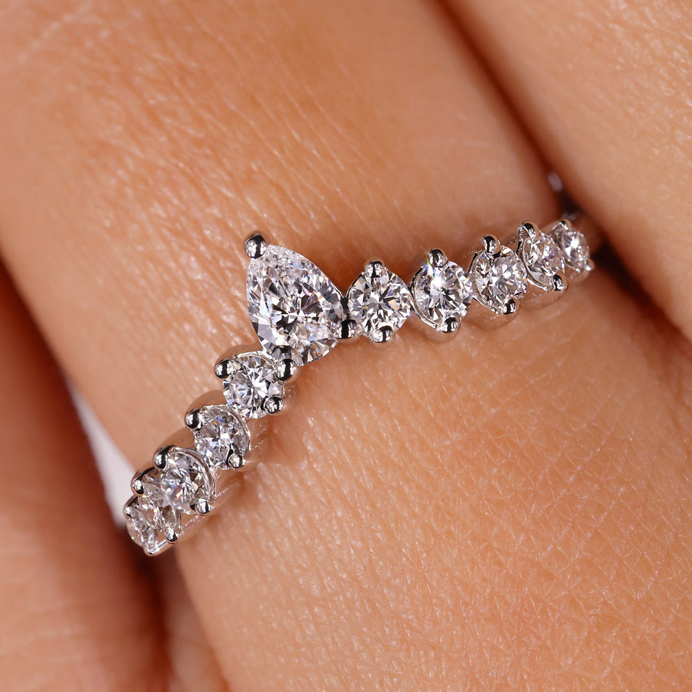 Chevron wedding band with a sleek and modern design.
