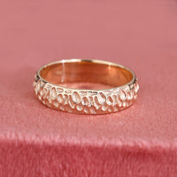 Simple Gold Mens Wedding Band in Hammer Finish